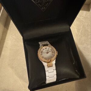 Guess white and gold ladies watch